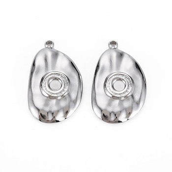 304 Stainless Steel Pendant Cabochon Settings, Cadmium Free & Nickel Free & Lead Free, Oval, Stainless Steel Color, 22.5x13.5x2.5mm, Hole: 1.4mm