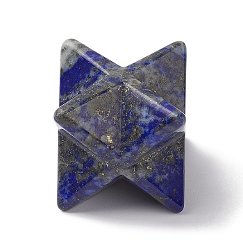 Natural Lapis Lazuli Sculpture Healing Crystal Merkaba Star Ornament, Home Office Desk Decoration, 29.5~30x29~29.5x29~29.5mm