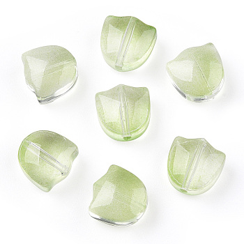 Spray Painted Transparent Glass Beads, Tulip Flower, Pale Green, 9x9x5.5mm, Hole: 1mm