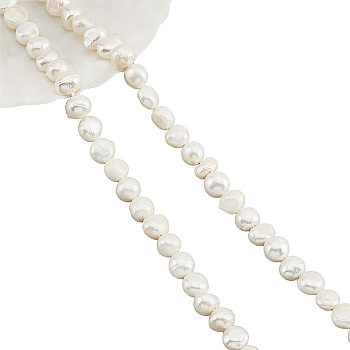 2 Strands Natural Cultured Freshwater Pearl Beads Strands, Two Sides Polished, Creamy White, 7~8x7~8x4~6mm, Hole: 0.7mm, about 53~54pcs/strand, 13.98 inch~14.37 inch(35.5~36.5cm)