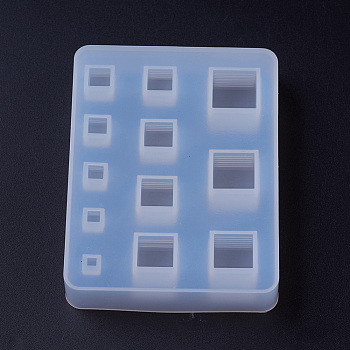 Silicone Molds, Resin Casting Molds, For UV Resin, Epoxy Resin Jewelry Making, Square, White, 85.5x65x15.5mm, Cube: 3~14mm