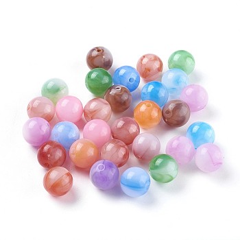 Acrylic Imitation Jade Beads, Round, Mixed Color, 11.5x11mm, Hole: 2mm