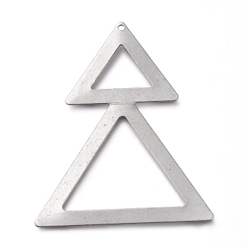 304 Stainless Steel Big Pendants, Triangle, Stainless Steel Color, 51x40x0.5mm, Hole: 1.4mm
