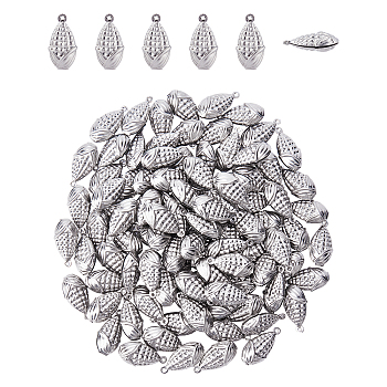 316 Surgical Stainless Steel Pendants, Corn, Stainless Steel Color, 19x10x7mm, Hole: 1mm, 100pcs/box