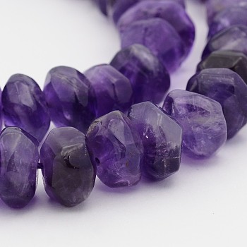 Natural Amethyst Faceted Rondelle Bead Strands, 14~17x6~9mm, Hole: 1mm, 15.3 inch