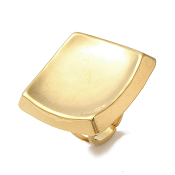 Ion Plating(IP) 304 Stainless Steel Square Open Cuff Rings for Women, Real 18K Gold Plated, Square: 29x29mm, Adjustable