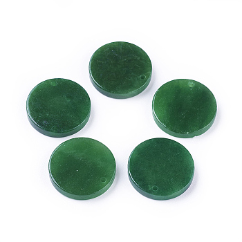 Natural Myanmar Jade/Burmese Jade Pendants, Dyed, Flat Round, 20x3~3.5mm, Hole: 1.4mm