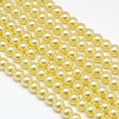 6mm LightKhaki Round Glass Pearl Beads
