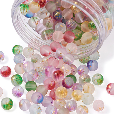 Brins de perles de verre peintes à la bombe givrée(GLAA-TA0003-10)-4