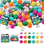 119Pcs 20 Styles Silicone Beads, Word & Round & Rondelle & Hexagonal, Mixed Color, 12~30x12~30x8~15mm, Hole: 2~3mm(SIL-ME0001-09)