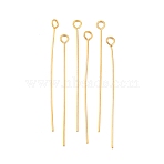Ion Plating(IP) 304 Stainless Steel Eye Pins, Real 18K Gold Plated, 24 Gauge, 40x0.5mm, Hole: 1.9mm(X-STAS-I320-A21-G)