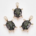 Printed Alloy Pendants, with Enamel, Tortoise, Light Gold, Black, 23.5x14x4.5mm, Hole: 1.6mm(PALLOY-T072-030LG)