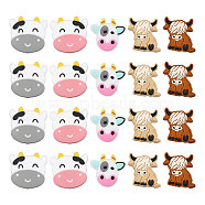 20Pcs 5 Style Cow Head Food Grade Silicone Beads, Chewing Beads For Teethers, DIY Nursing Necklaces Making, Mixed Color, 26.5~29x28~30.5x7~9mm, Hole: 2mm, 4pcs/style(SIL-GL0001-01)