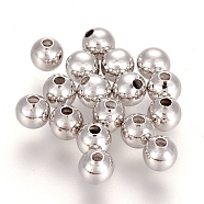 Brass Spacer Beads, Round, Nickel Free, Real Platinum Plated, 4mm, Hole: 1.2mm, about 13pcs/g(KK-L180-007B-P-NF)