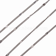 Soldered Brass Coated Iron Cable Chains, Gunmetal, 1.5x1x0.5mm, 5m/bag(CH-CJC0001-02A-B)