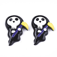 Resin Cabochons, Halloween Ghost, Black, 31x22x7~7.5mm(X-CRES-T013-08)