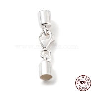 925 Sterling Silver Lobster Claw Clasps, with Cord Ends and 925 Stamp, Silver, 25mm, Inner Diameter: 3.5mm(STER-P055-03F-S)