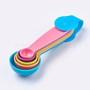 Colorful Plastic Measuring Spoons, Kitchen Baking Spoons Tools in Different Sizes, Mixed Color, 11.45~12.6x1.95~4.1cm, 5pcs/set(TOOL-WH0048-06)
