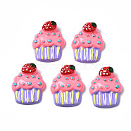 Spray Painted Resin Cabochons, Cake, Deep Pink, 26.5~27.5x21.5x8~9mm(CRES-Q215-006)