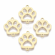 201 Stainless Steel Links connectors, Laser Cut, Bear Paw, Golden, 18.5x16x1mm, Hole: 1.5mm(STAS-R104-022G)
