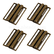 4Pcs Rectangle Alloy Belt Buckles, Belt Clasp for DIY Woman Belt Accessories, Antique Bronze, 65x39x7mm, Hole: 59x5mm(FIND-CA0008-34AB)