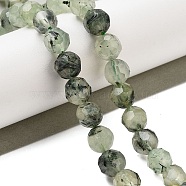 Natural Prehnite Beads Strands, Faceted Football Hexagonal Cut, Round, 8mm, Hole: 1.1mm, about 49pcs/strand, 15.04 inch(38.2cm)(G-C150-B02-01)