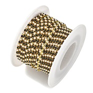 Brass Cup Chains, with Glass and ABS Imitation Pearl, Golden, Soldered, with Spool, Black, 2x2x2mm(KK-Z087-01G-06)