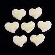 Flocky Acrylic Beads, Bead in Bead, Heart, Yellow, 16x21x12mm, Hole: 2.5mm(MACR-S275-27D)