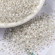 MIYUKI Round Rocailles Beads, Japanese Seed Beads, (RR1901) Semi-Frosted Silverlined Crystal, 8/0, 3mm, Hole: 1mm, about 2111~2277pcs/50g(SEED-X0055-RR1901)
