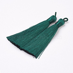 Nylon Tassels Big Pendant Decorations, Sea Green, 83~92x9~10mm, Hole: 1.5~4mm(STAS-F142-04C)