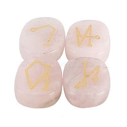 4Pcs Natural Rose Quartz Constellation Engraved Stone, Rectangle Display Decoration, Reiki Healing Stone Ornament, 25x20x6.5mm(PW-WG90239-02)