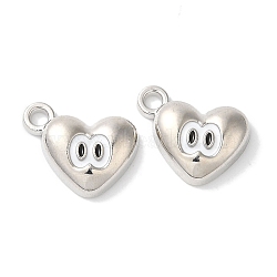 Rack Plating Alloy Charms, with Enamel, Cadmium Free & Nickel Free & Lead Free, Platinum, Eye, Heart, 11x14.5x4mm, Hole: 1.8mm(FIND-I039-017P-01)