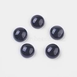 Natural Black Agate Cabochons, Half Round/Dome, Black, 8x4mm(G-BA8x4)