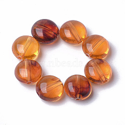 Acrylic Beads, Imitation Gemstone, Flat Round, Chocolate, 10.5x6.5mm, Hole: 1.8mm(X-OACR-T006-107B)