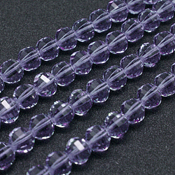 Faceted Round Imitation Austrian Crystal Bead Strands, Grade AAA, Lilac, 10mm, Hole: 0.9~1mm, about 40pcs/strand, 15.7 inch(G-M182-10mm-04A)