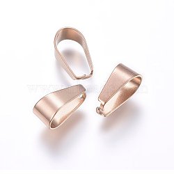 Ion Plating(IP) 304 Stainless Steel Snap on Bails, Rose Gold, 10x6x5mm, Inner: 10x5mm(X-STAS-P214-08RG-03)