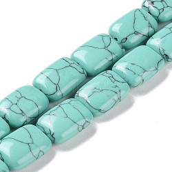 Synthetic Turquoise Beads Strands, Rectangle, 14~15x10~11x5~5.5mm, Hole: 1~1.2mm, about 28pcs/strand, 16.02 inch(40.7cm)(G-K357-D17-01)