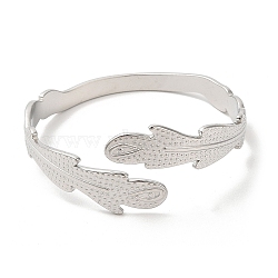 304 Stainless Steel Feather Cuff Bangles, Jewelry for Women, Stainless Steel Color, Inner Diameter: 2 inch(5.1cm)(BJEW-L682-025P)