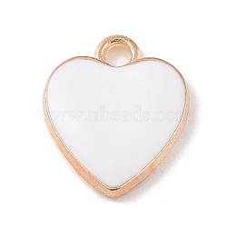 Alloy Enamel Pendants, Light Gold, Heart Charm, White, 17.5x14x2.5mm, Hole: 2.5mm(ENAM-Z010-34C-KCG)