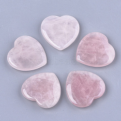 Natural Rose Quartz Heart Love Stone, Pocket Palm Stone for Reiki Balancing, 34~35x35x7~8mm(G-T125-06B)