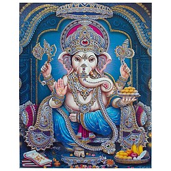 Hindu Elephant God Lord Ganesh Statue Religion Theme DIY Diamond Painting Kit, Including Resin Rhinestones Bag, Diamond Sticky Pen, Tray Plate and Glue Clay, Colorful, 300x200mm(WG31940-01)