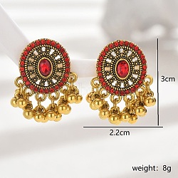 Bohemia Style Holiday Zinc Alloy Tassel Dangle Earrings for Women, Flat Round with Charms(NF2568-1)