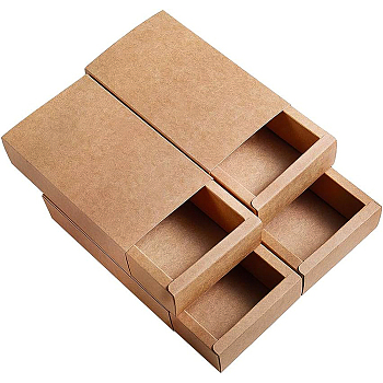 Kraft Paper Folding Box, Drawer Box, Rectangle, BurlyWood, 17.2x10.2x4.2cm, 16pcs/set