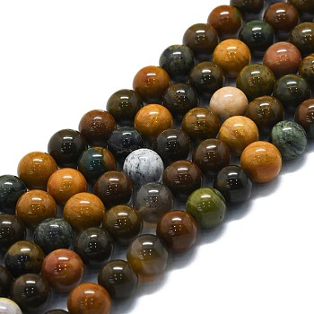 Natural Ocean Jasper Beads Strands, Round, 10mm, Hole: 1.2mm, about 39pcs/strand, 15.75''(40cm)