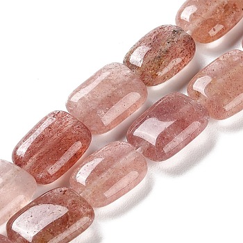 Natural Strawberry Quartz Beads Strands, Rectangle, 14~15x10~11x5~5.5mm, Hole: 1~1.2mm, about 28pcs/strand, 16.02 inch(40.7cm)