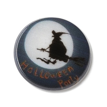 Halloween Series Acrylic Cbabochons, Black, Witch, 25x3mm