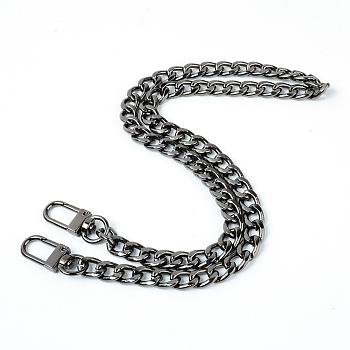 Alloy Bag Handles, with Alloy Swivel Clasps, for Bag Straps Replacement Accessories, Gunmetal, 61cm