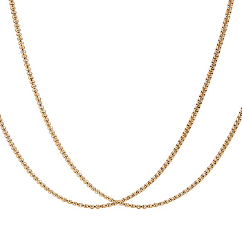 2Pcs Stainless Steel Punk Box Chain Necklaces for Men, Golden, 19.69 inch(50cm)