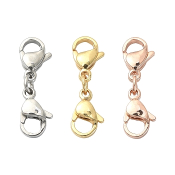 3Pcs 3 Colors 304 Stainless Steel Double Lobster Claw Clasps, with Jump Rings, Mixed Color, 24mm, 1pc/color