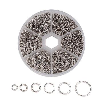 1 Box Open Jump Rings Brass Jump Rings, Nickel Free, Platinum, 18~22 Gauge, 4~10x0.6~1mm, about 110g/box
